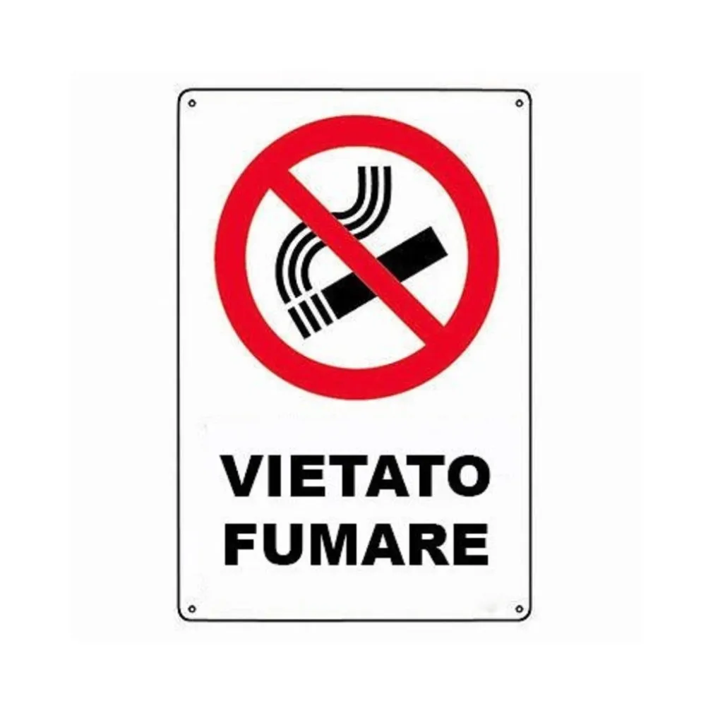 CARTELLO VIETATO FUMARE SEGNALETICA DIREZIONALE SICUREZZA AVVERTIMENTO PLASTIFICATO