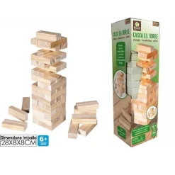 CASCA LA TORRE 54 PZ IN LEGNO GIOCO ABILITÀ STRATEGIA PER BAMBINI ETÀ 6+ 751900
