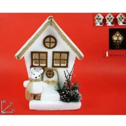CASETTA CON SOGGETTO NATALIZIO E LUCI 3 ASSORTIMENTI 28CM DECORAZIONI NATALIZIE