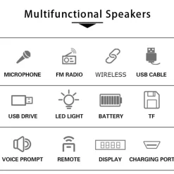 CASSA ALTOPARLANTE SPEAKER CON MICROFONO PER KARAOKE GIOCHI LUCE LED USB AUX 20W