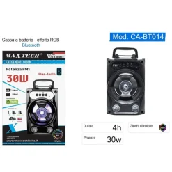 CASSA PORTATILE ALTOPARLANTE BLUETOOTH SPEAKER LUCI RGB A BATTERIA 30W CA-BT014