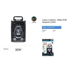 CASSA PORTATILE ALTOPARLANTE BLUETOOTH SPEAKER LUCI RGB A BATTERIA 30W CA-BT014