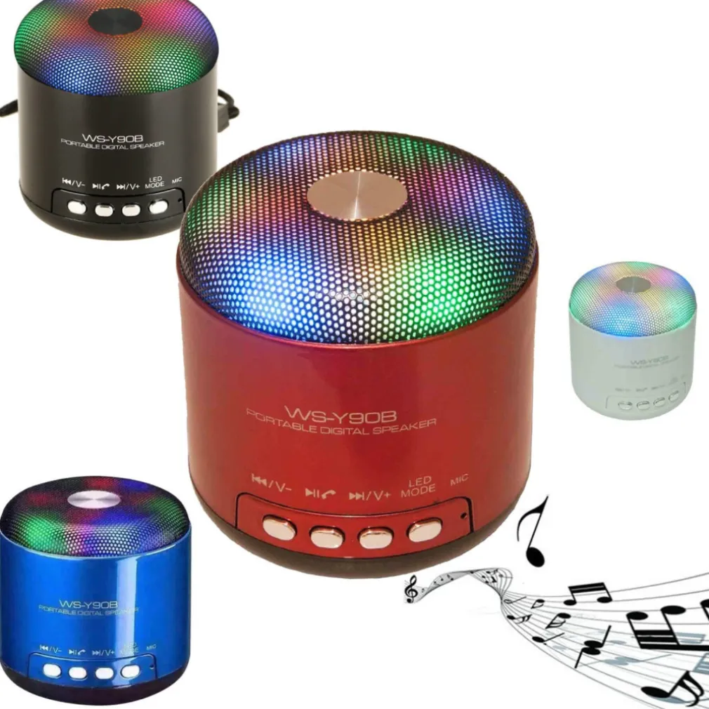 CASSA PORTATILE BLUETOOTH MP3 VIVAVOCE LED MICROSD ALTOPARLANTE RADIO FM WS-Y90B