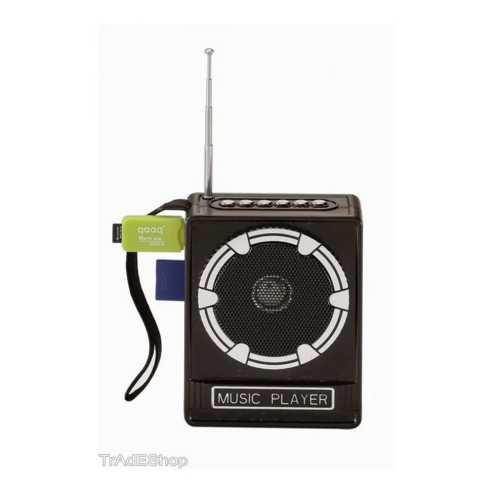 CASSA SPEACKER PORTATILE CON RADIO FM PORTA USB LETTORE SCHEDA SD USCITA AUX MP3