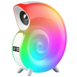 CASSA SPEAKER BLUETOOTH BT LAMPADA LED RGB CONCHIGLIA CON OROLOGIO DISPLAY SVEGLIA