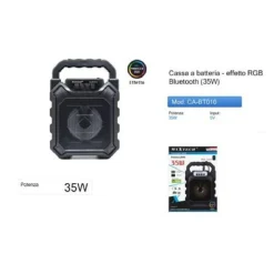 CASSA SPEAKER BLUETOOTH EFFETTO RGB ALTOPARLANTE PORTATILE BATTERIA 35W CA-BT010