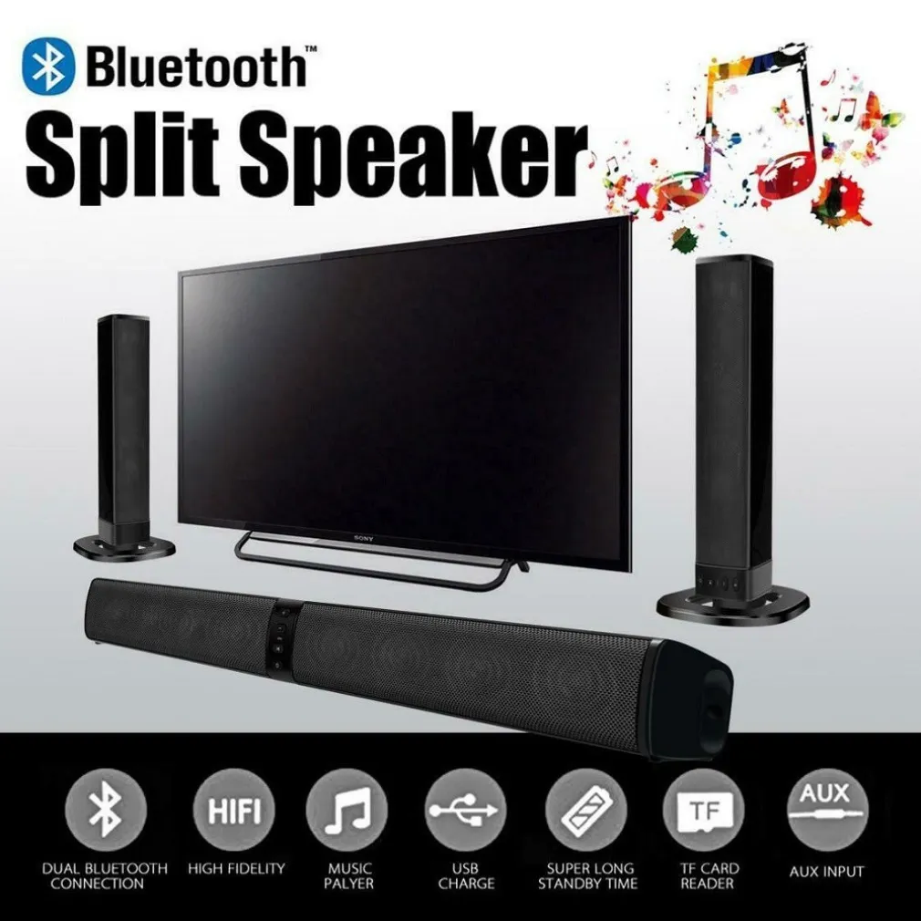 CASSA SPEAKER BLUETOOTH SOUNDBAR 2 IN 1 TV SMART TV SPILT AUX TF CARD BS-36