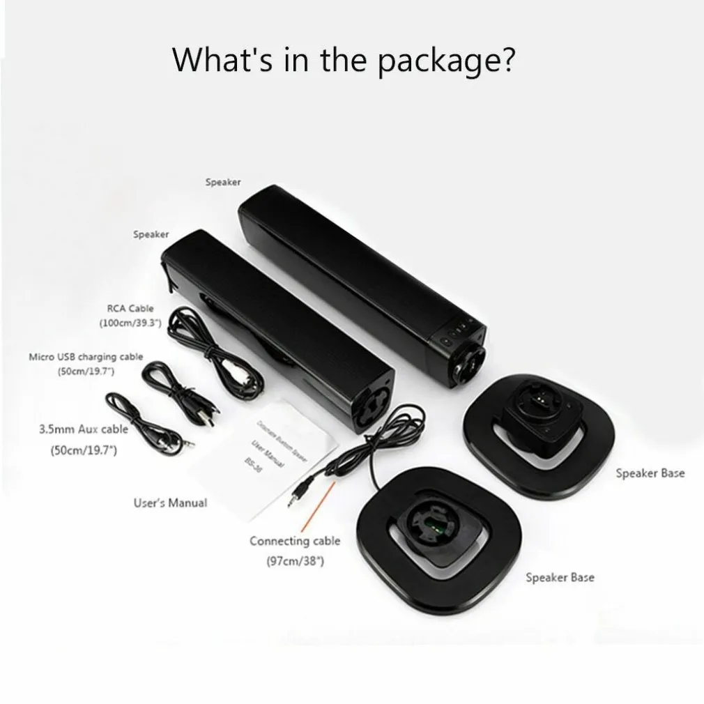 CASSA SPEAKER BLUETOOTH SOUNDBAR 2 IN 1 TV SMART TV SPILT AUX TF CARD BS-36