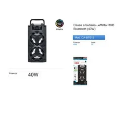 CASSA SPEAKER BLUETOOTH 40W ALTOPARLANTE EFFETTO RGB PORTATILE BATTERIA CA-BT012