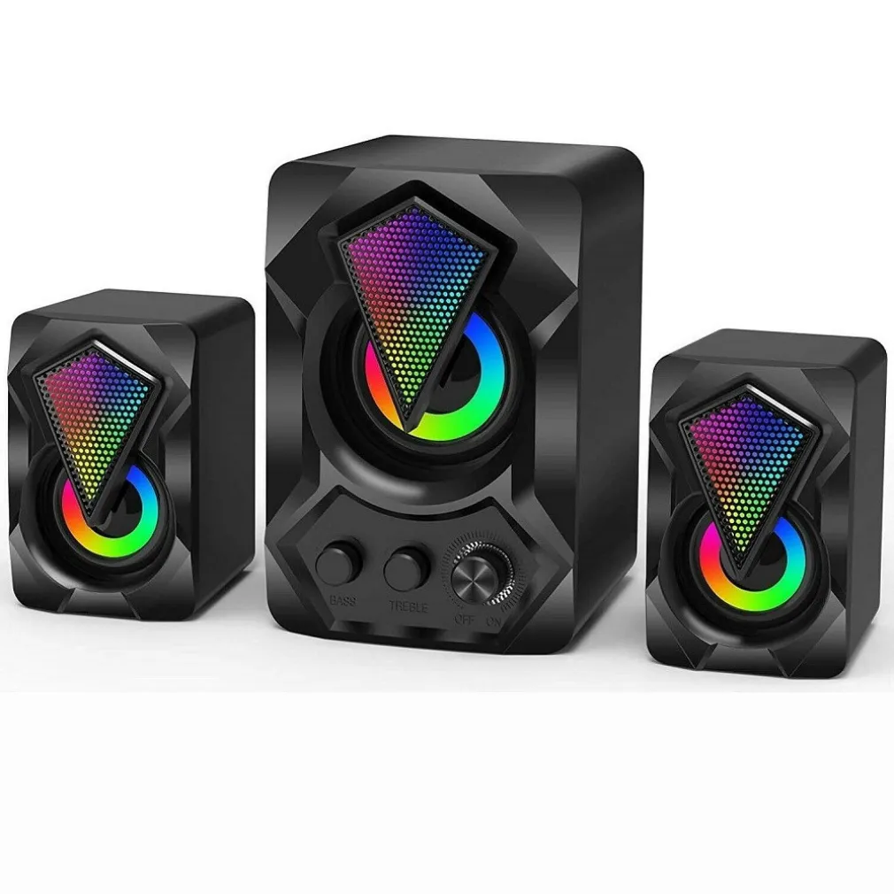 CASSE AUDIO 2.0 AUX USB ALTOPARLANTI SUBWOOFER RGB PER PC NOTEBOOK 5+3 W AB-D391
