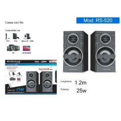 CASSE PC XBOX STEREO AUX MULTIMEDIA DIGITAL AUDIO JACK 3.5MM 25W CA-SS002 RS-520