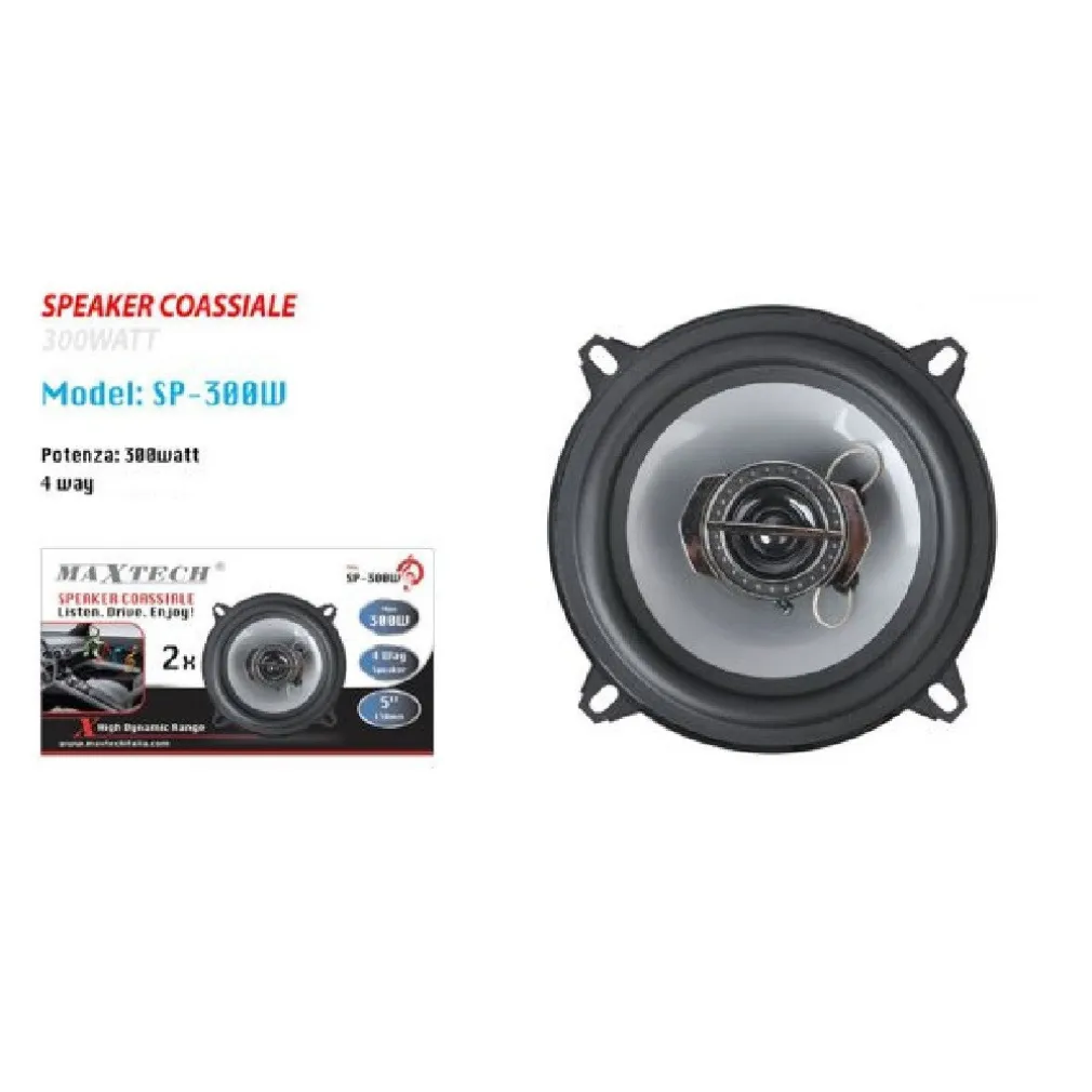 CASSE PER AUTO 300W AUDIO VOLUME SPEAKER COASSIALE 4 VIE MUSICA MAXTECH SP-300W