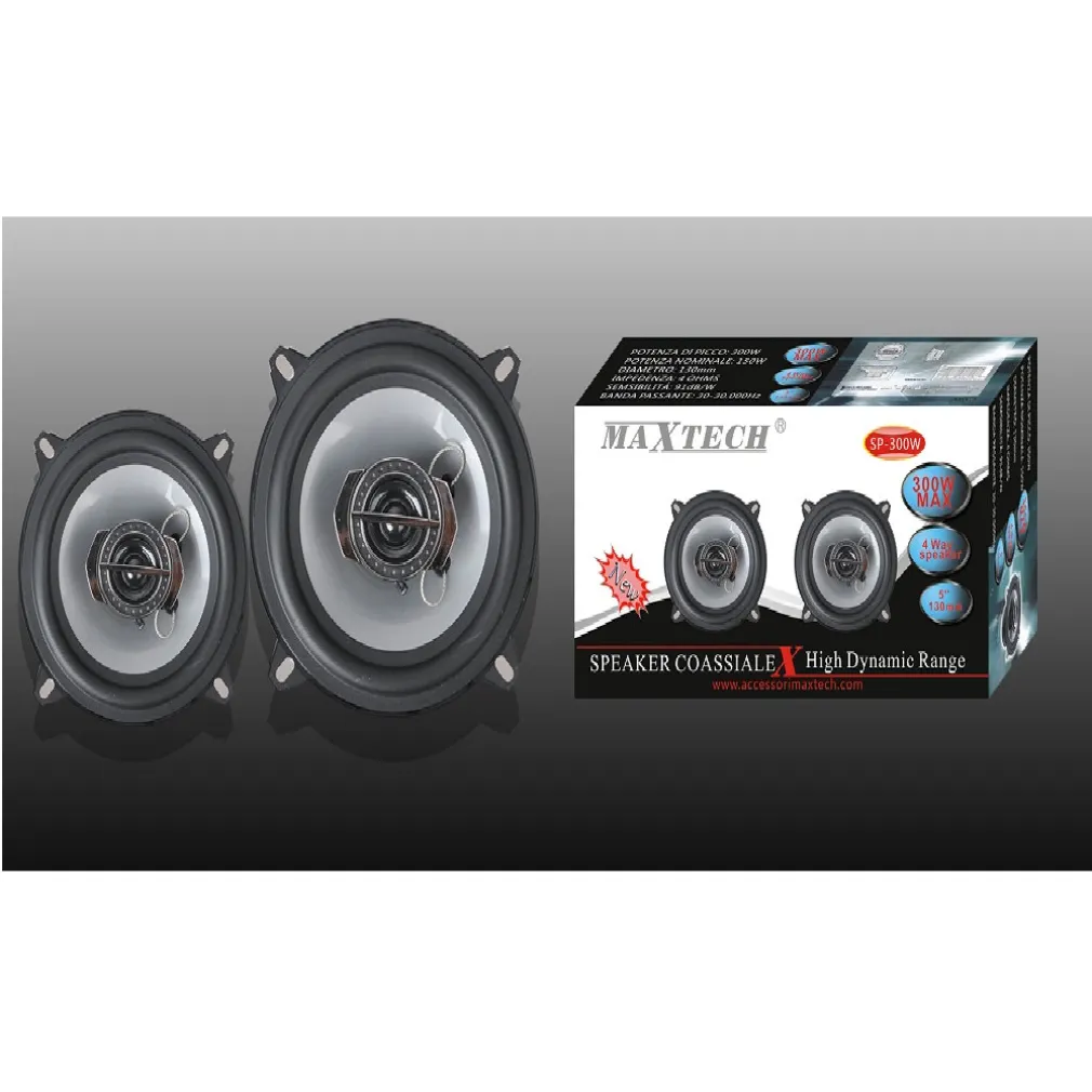CASSE PER AUTO 300W AUDIO VOLUME SPEAKER COASSIALE 4 VIE MUSICA MAXTECH SP-300W