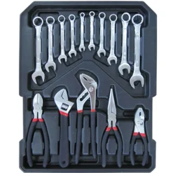 CASSETTA ATTREZZI A TROLLEY OFFICINA PORTATILE CON 187 UTENSILI 4 SCOMPARTI