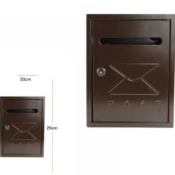 CASSETTA DELLA POSTA POSTALE BOX LETTERE IN METALLO DA ESTERNO MARRONE 26x20