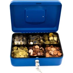 CASSETTA DI SICUREZZA PORTAVALORI CON VASSOIO PORTAMONETE + 2 CHIAVI 30 X 24 CM