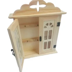 CASSETTA PORTA CHIAVI 2 ANTE VETRO PORTACHIAVI APPENDICHIAVI CASETTA LEGNO CASA