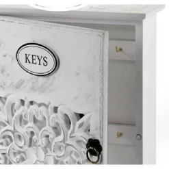 CASSETTA PORTA CHIAVI BOX IN LEGNO DA PARETE 20 X 6 X 26 CM DECORO KEYS 784712