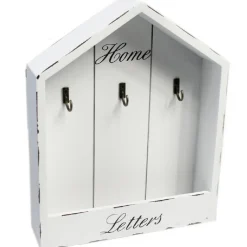 CASSETTA PORTACHIAVI DA PARETE IN LEGNO 3 POSTI SHABBY CON MENSOLA PORTALETTERE