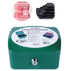 CASSETTA PORTAVALORI CASSAFORTE DI SICUREZZA IN METALLO CHIAVI 15X12X8 CM 56834