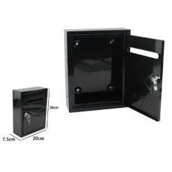 CASSETTA POSTA POSTALE BOX LETTERE IN METALLO DA ESTERNO NERA 26X20X7.5CM 64912