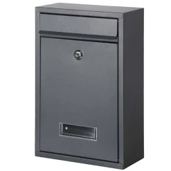 CASSETTA POSTALE PARETE ACCIAIO BUCA LETTERE POSTA ESTERNO CON CHIAVE GRIGIO