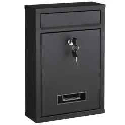 CASSETTA POSTALE PARETE IN ACCIAIO BUCA LETTERE POSTA ESTERNO CON CHIAVE NERO