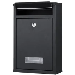 CASSETTA POSTALE PARETE IN ACCIAIO BUCA LETTERE POSTA ESTERNO CON CHIAVE NERO