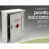 CASSETTA PRONTO SOCCORSO PORTA MEDICINE IN LEGNO BIANCO DA PARETE 24 X 13 CM