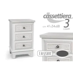 CASSETTIERA 3 CASSETTI COMODINO SLIM MOBILE ELEGANT IN LEGNO 41X34X68CM 801112