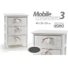 CASSETTIERA 3 CASSETTI H59X40X29CM LEGNO COMODINO BIANCO CUORE ARREDAMENTO CASA