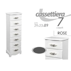 CASSETTIERA 7 CASSETTI SETTIMINO SLIM SALVASPAZIO SHABBY ROSE 89X29X23CM 574306