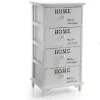 CASSETTIERA 4 CASSETTI 78X40X31CM COMODINO HOME BIANCO LEGNO SHABBY MULTIUSO