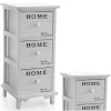 CASSETTIERA CON 3 CASSETTI H62 26X32CM DECORAZIONE HOME BIANCA LEGNO MODERNO