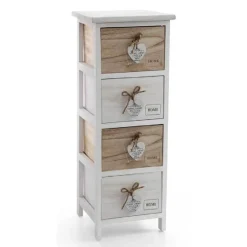 CASSETTIERA CUORE PENDENTE 4 CASSETTI IN LEGNO BICOLORE HOME 80X26X32CM 793387