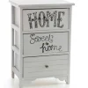 CASSETTIERA IN LEGNO BIANCO 3 CASSETTI 40X29X58CM DECORATA CON TESTO SWEET HOME