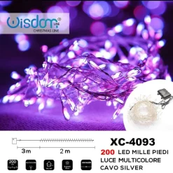 CATENA 200 LED MILLE PIEDI EFFETTO RAMO LUCE MULTICOLORE A BATTERIA XC-4093