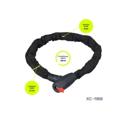 CATENA LUCCHETTO ANTIFURTO IN ACCIAIO CON RIVESTIMENTO IN NYLON MOTO BICI XC-1968