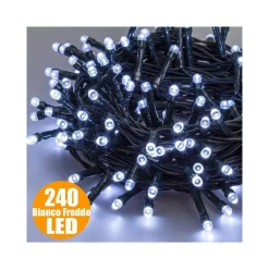 CATENA LUCI A LED LUMINOSA NATALIZIA METRI 240 LED BIANCO FREDDO CON GIOCHI LUCE