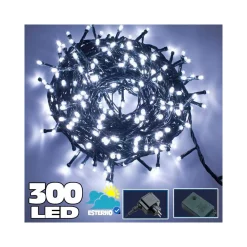 CATENA LUMINOSA 300 LED BIANCO FREDDO USO INTERNO CON CONTROLLER 8 FUNZ.