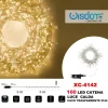 CATENA LUMINOSA 100 LUCI LED LUCCIOLE LUCE CALDA CAVO TRASPARENTE IP44 XC-4142