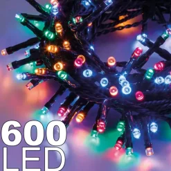 CATENA LUMINOSA 600 LUCI LED LUCCIOLE MULTICOLORE RGB CON CONTROLLER USO INTERNO