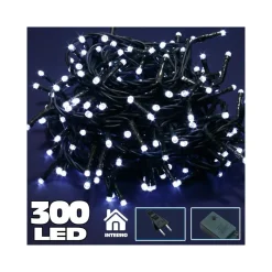 CATENA LUMINOSA 300 LUCI LED LUCCIOLE BIANCO FREDDO CON CONTROLLER 8 FUNZIONI