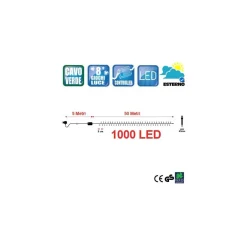 CATENA LUMINOSA 1000 LUCI LED ALBERO DI NATALE LUCCIOLE BIANCO CALDO ROSSO ESTERNO