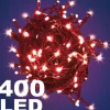 CATENA LUMINOSA 400 LUCI LED LUCCIOLE COLORE ROSSO CONTROLLER 8 FUNZIONI INTERNO