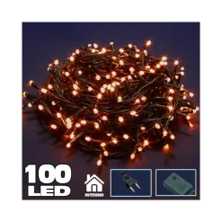 CATENA LUMINOSA 100 LUCI LED LUCCIOLE BIANCO CALDO CON CONTROLLER 8 FUNZIONI