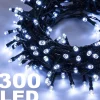 CATENA LUMINOSA 300 LUCI LED LUCCIOLE BIANCO FREDDO CONTROLLER 8FUNZIONI INTERNO