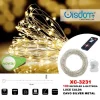 CATENA LUMINOSA 100 MICROLED A BATTERIA CAVO SILVER METAL LUCE CALDA XC-3231