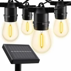 CATENA LUMINOSA A LED ENERGIA PANNELLO SOLARE CON 10 LAMPADINE LUCE CALDA 4,5 MT