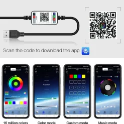 CATENA LUMINOSA A LED MULTICOLOR 10 MT CON CONTROLLO REMOTO DA APP ALBERO NATALE